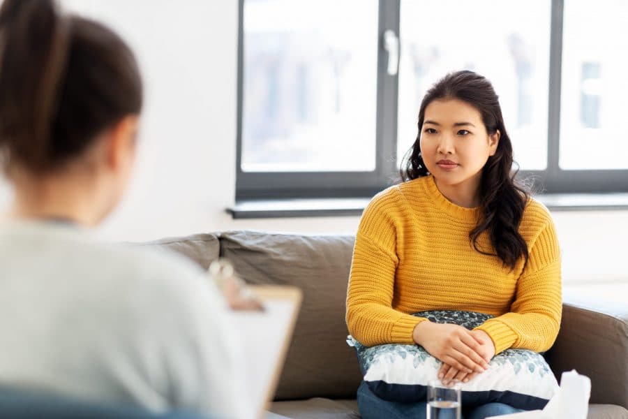 A woman going through dual diagnosis treatment.