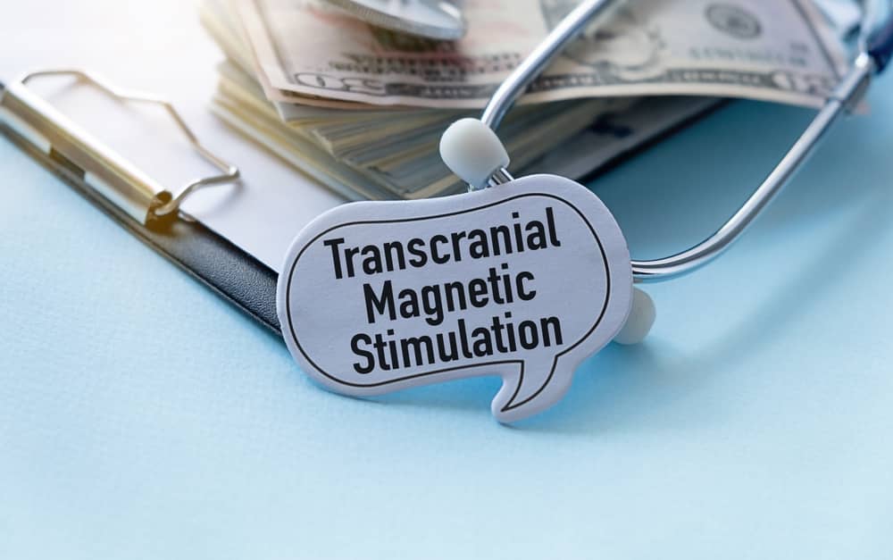 Speech bubble that reads, "transcranial magnetic stimulation"